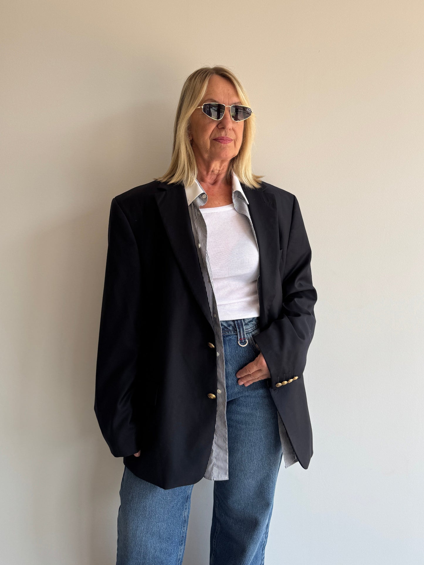 BLAZER MARINHO BOTÕES OURO - G