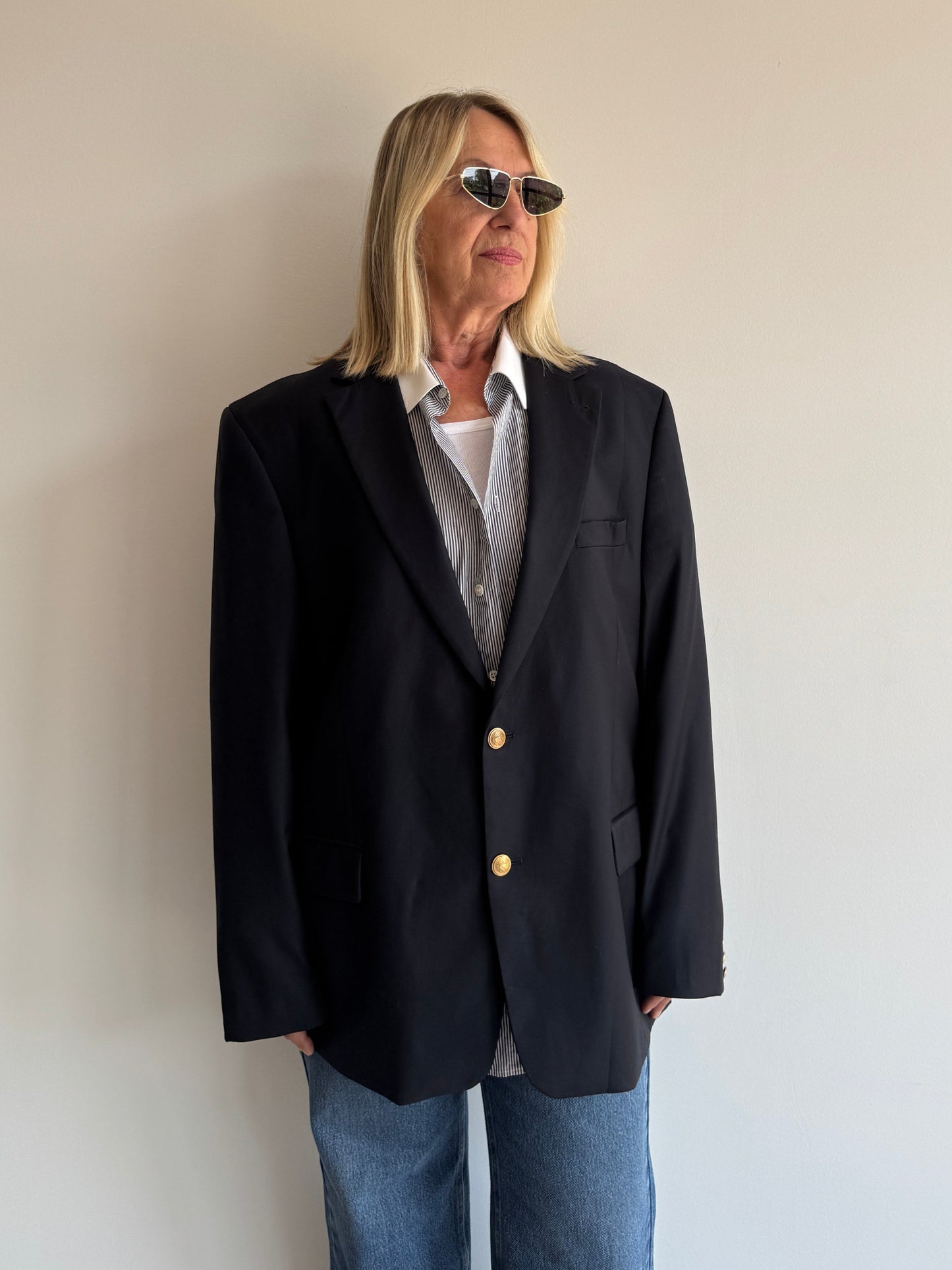 BLAZER MARINHO BOTÕES OURO - G