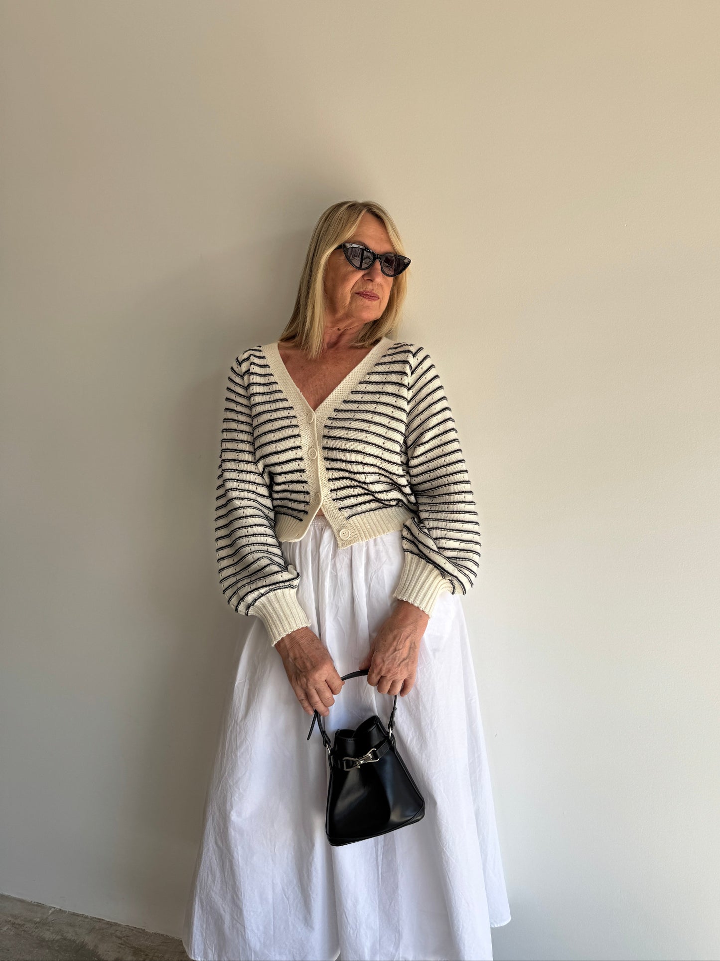 CARDIGAN TRICOT LISTRADO - M