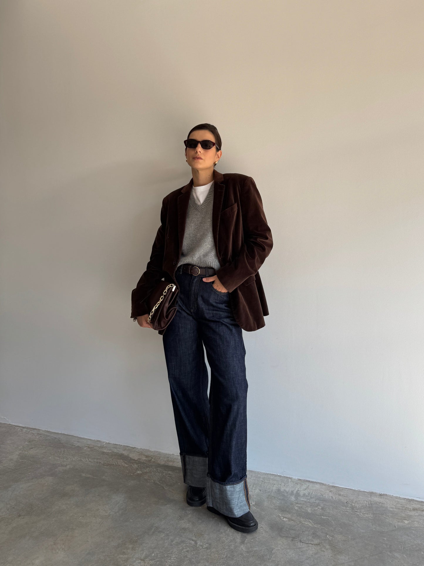 BLAZER VELUDO MARROM - P