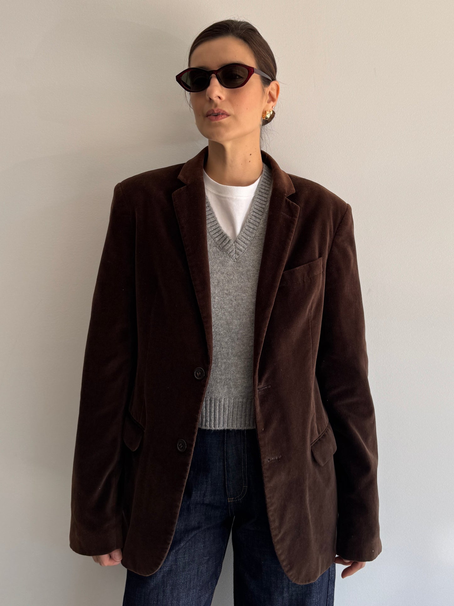 BLAZER VELUDO MARROM - P