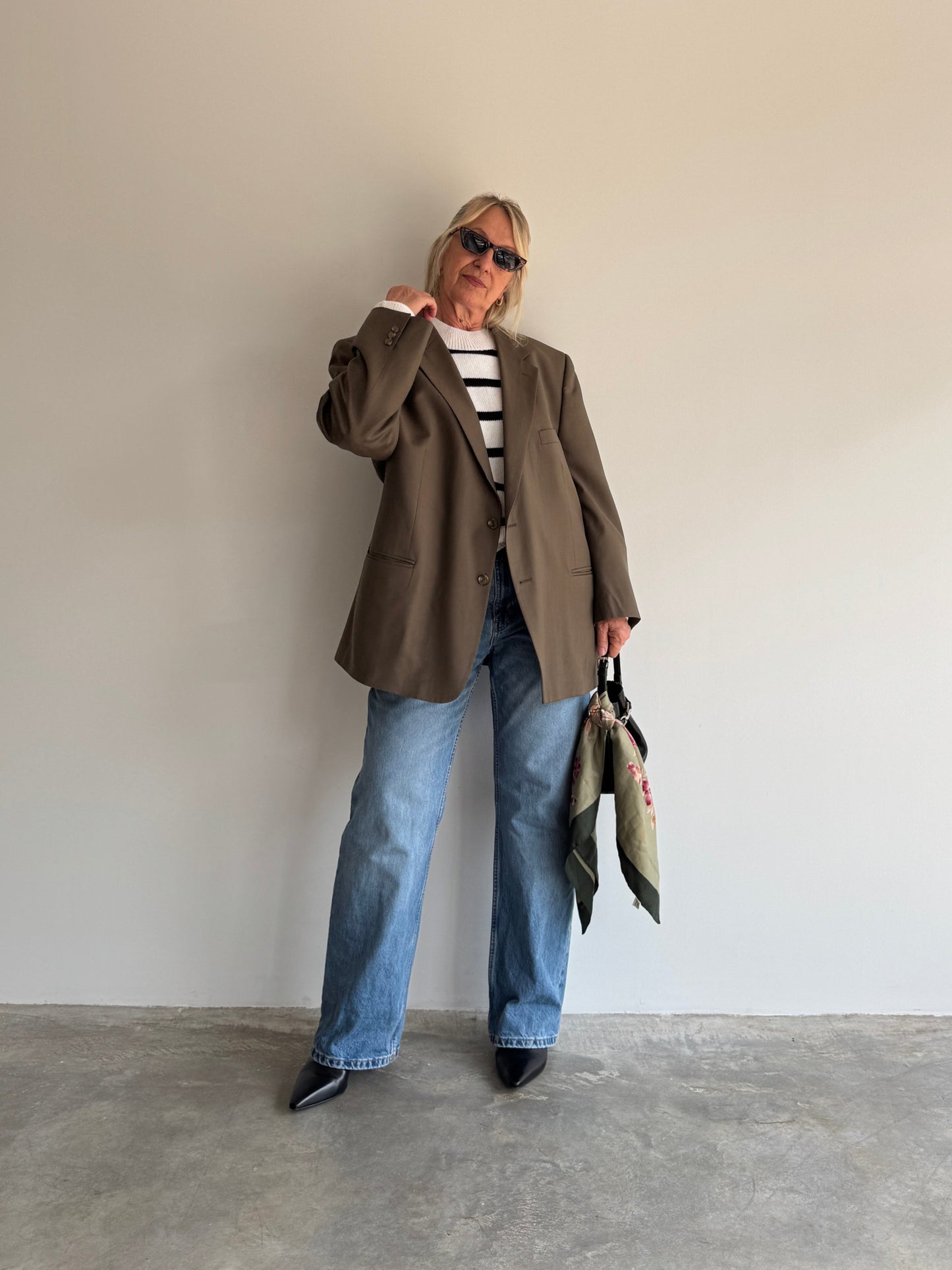 BLAZER OLIVA RISCA DE GIZ - 48