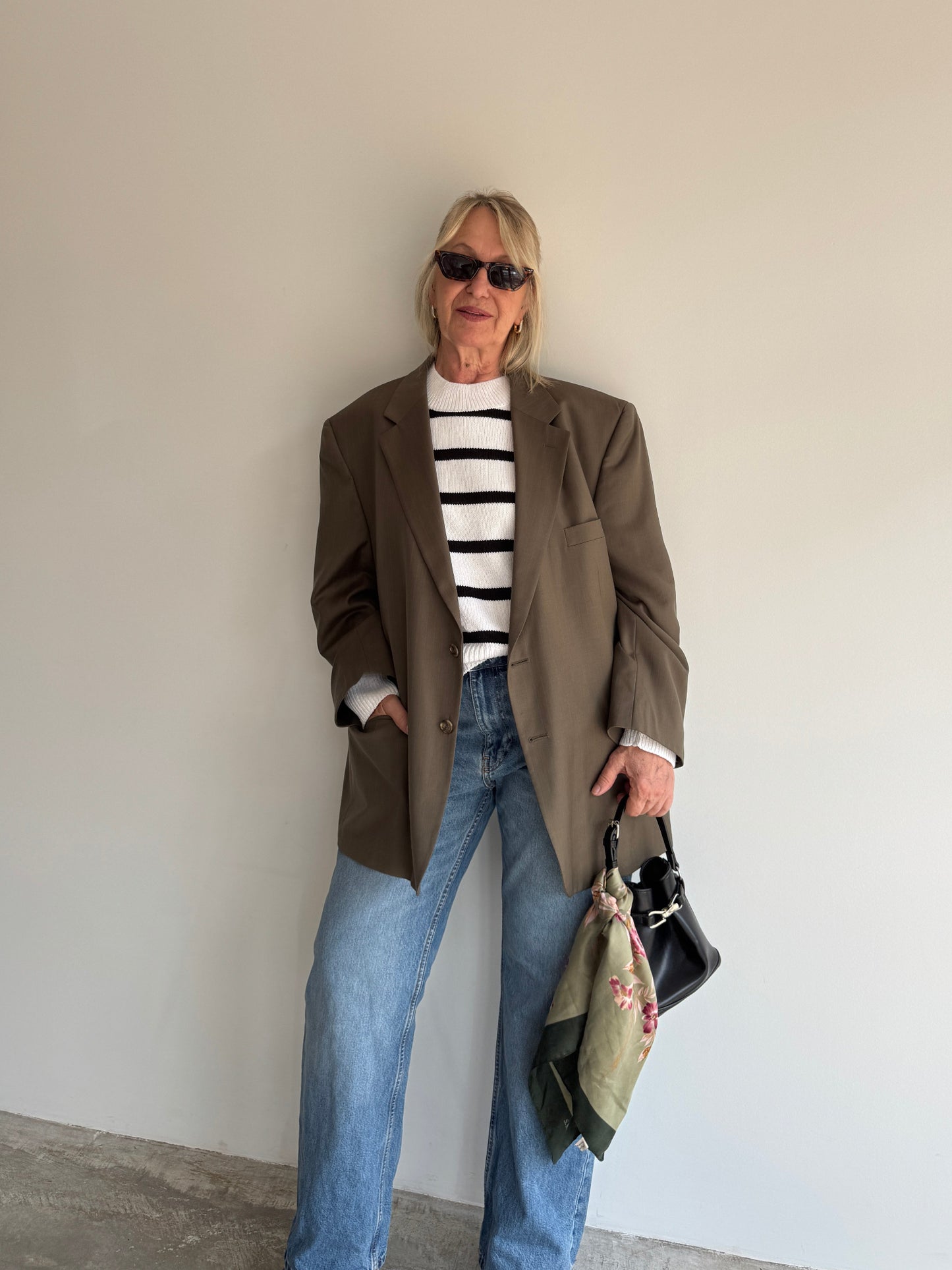 BLAZER OLIVA RISCA DE GIZ - 48