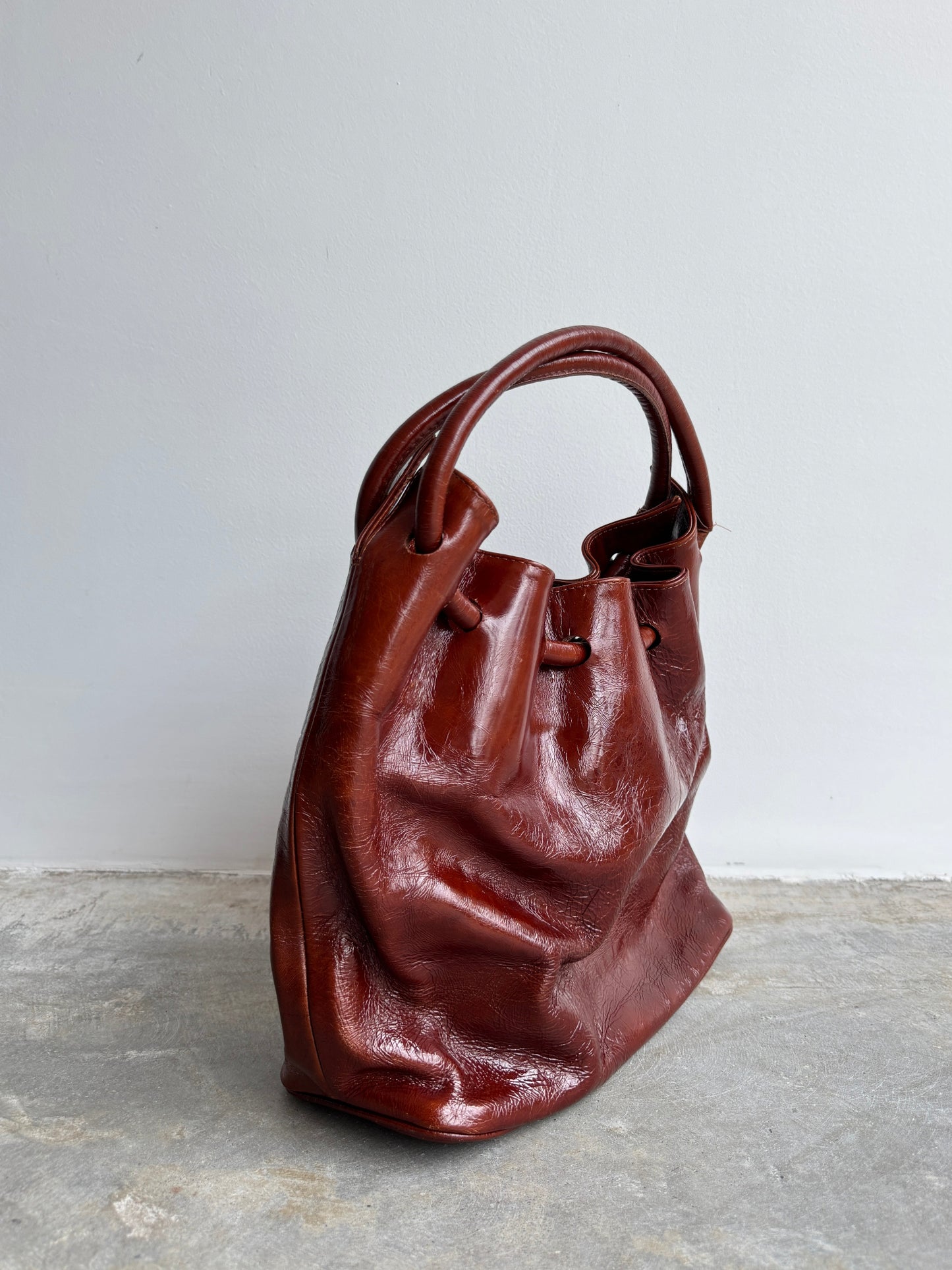 BOLSA COURO CONHAQUE