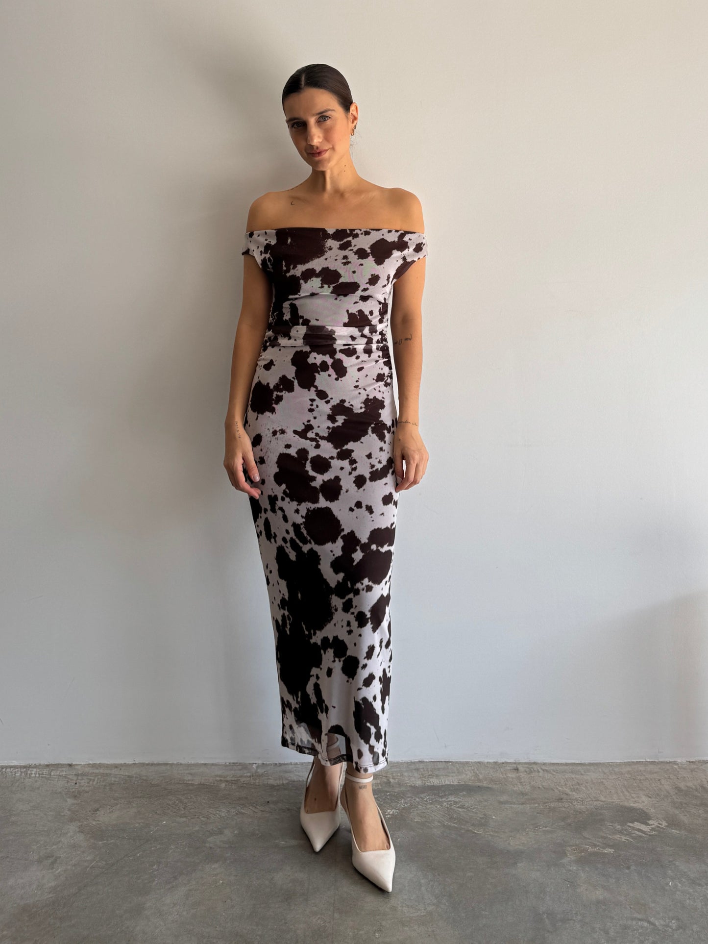 VESTIDO TULE ESTAMPA VACA - P