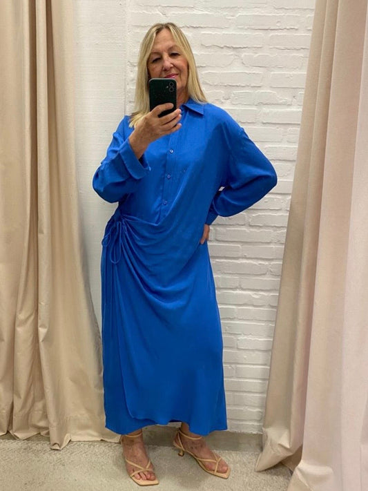 VESTIDO TRANSPASSADO AZUL ZARA - GG