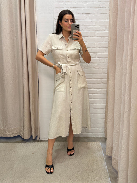 CHEMISE BEGE MANGA CURTA - P