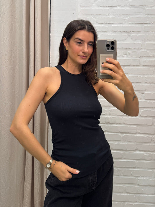 REGATA CANELADA PRETA - P