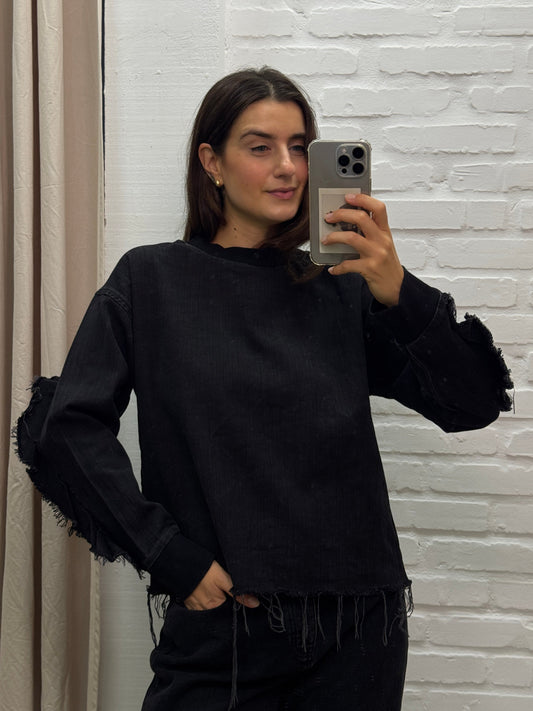 MOLETOM JEANS PRETO ZARA - P