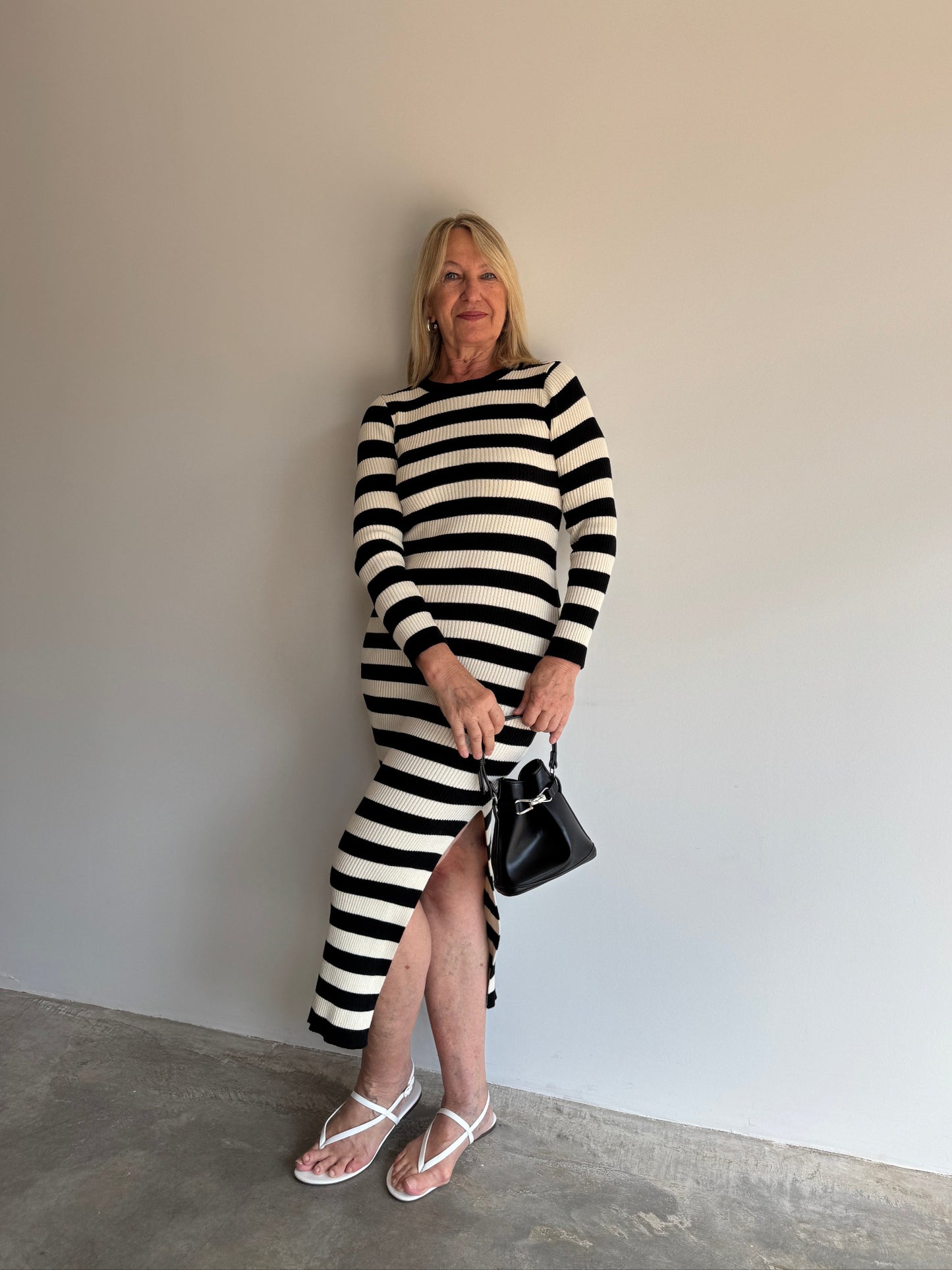 VESTIDO TRICOT LISTRADO - M