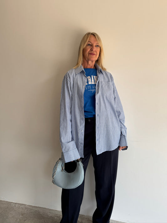 CAMISA AZUL LISTRADA - M