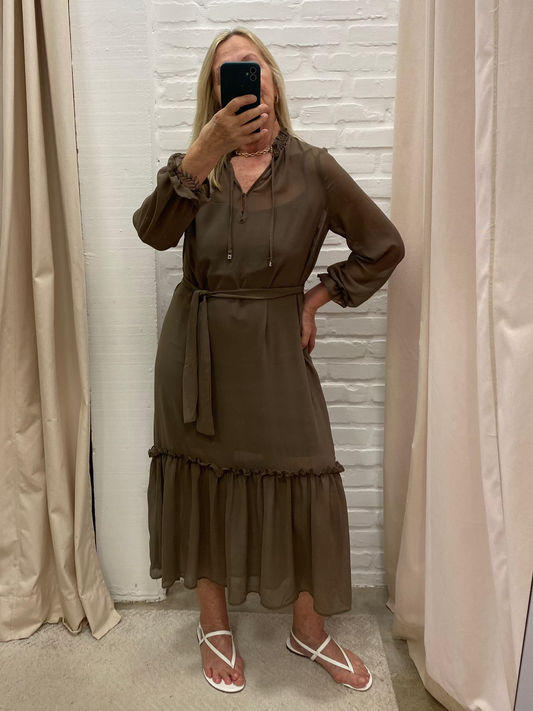 VESTIDO FLUIDO MARROM - P