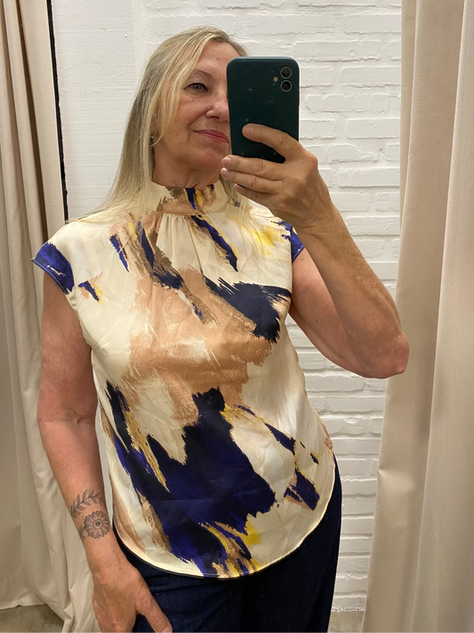 BLUSA CETIM ESTAMPADA - P