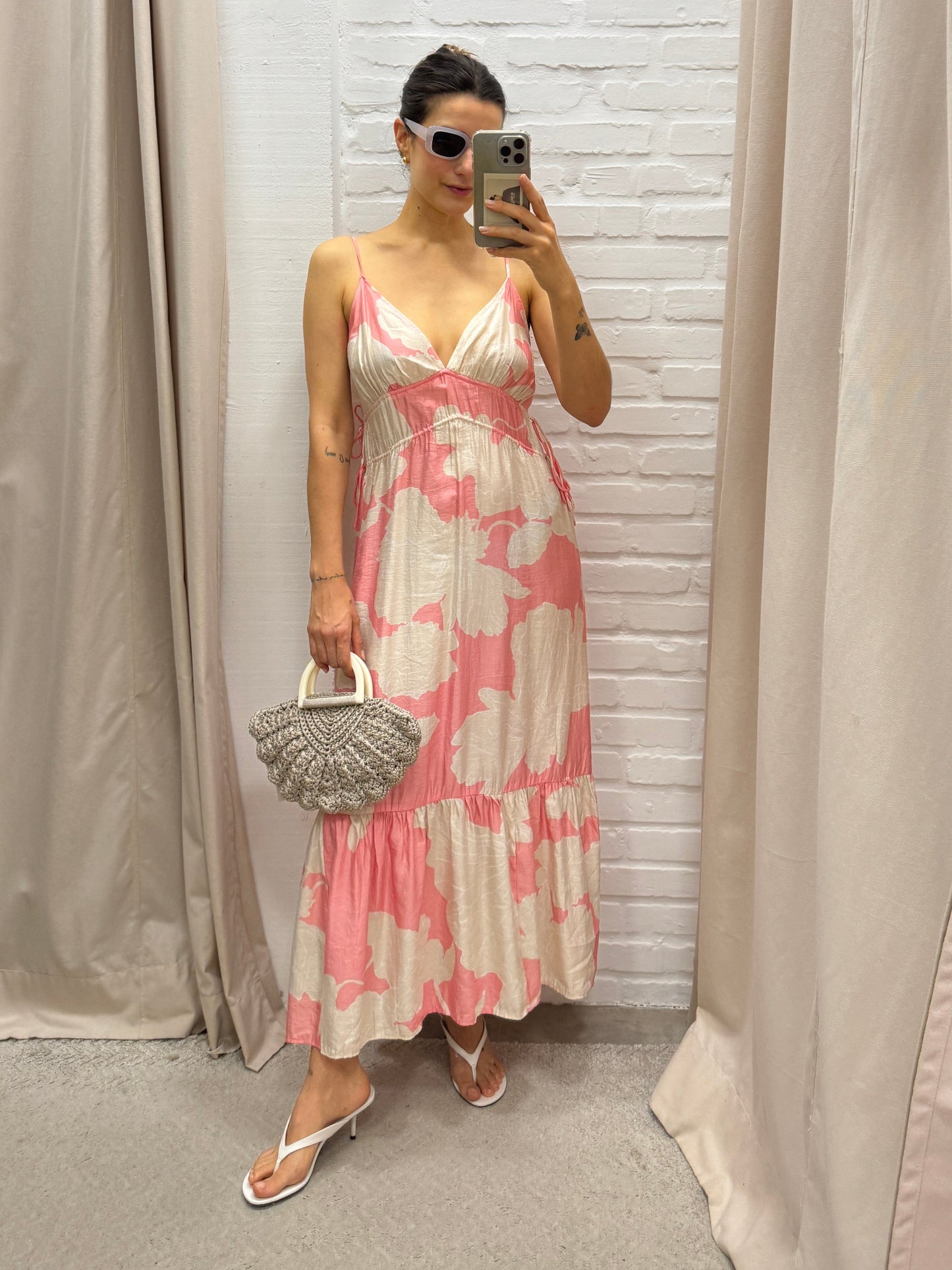 VESTIDO ROSA ESTAMPADO H&M - P