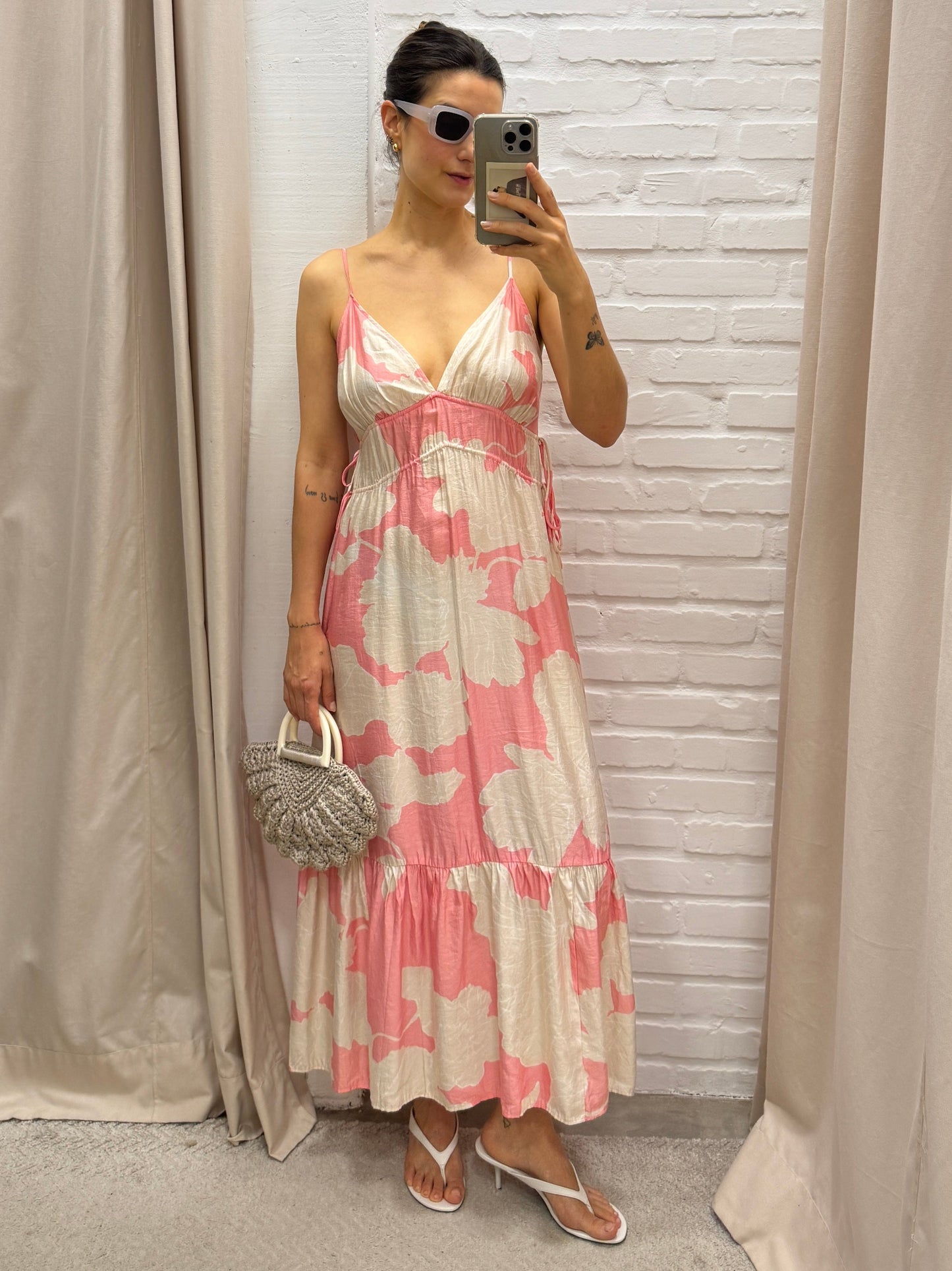 VESTIDO ROSA ESTAMPADO H&M - P