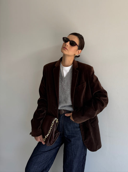 BLAZER VELUDO MARROM - P
