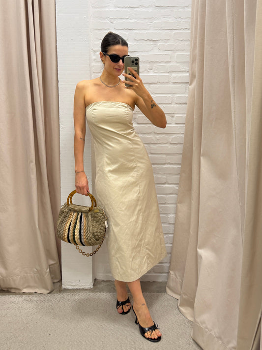 VESTIDO MIDI BEGE - P