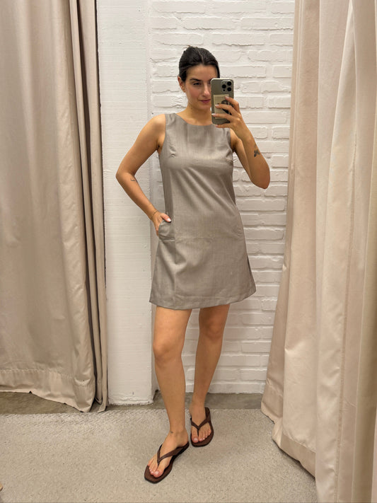 VESTIDO ALFAIATARIA CINZA - P