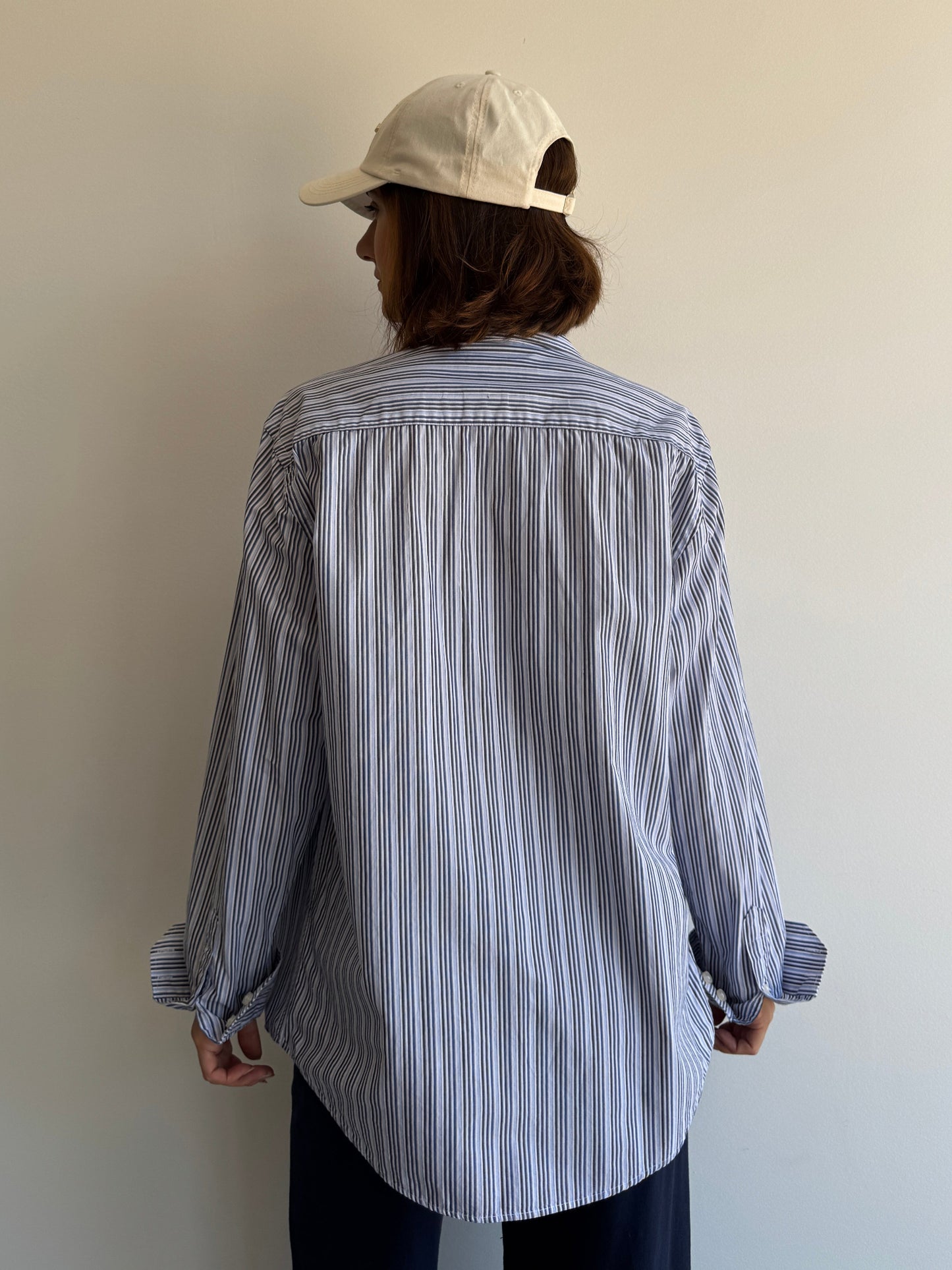 CAMISA LISTRADA AZUL E PRETO - M