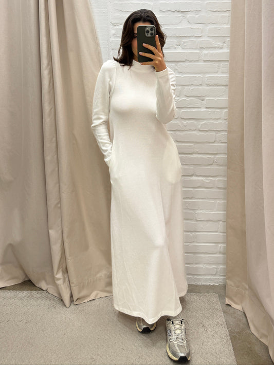 VESTIDO CANELADO BRANCO - P