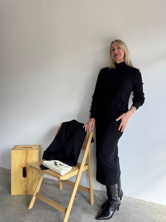 VESTIDO TRICOT PRETO ZARA - G