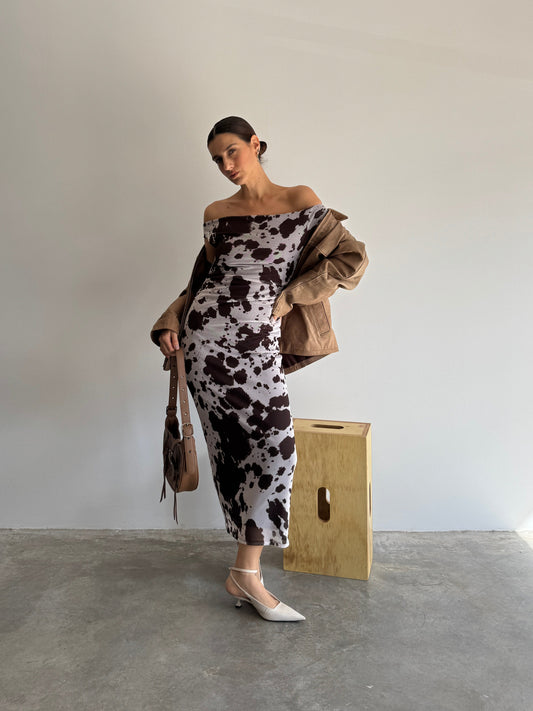 VESTIDO TULE ESTAMPA VACA - P