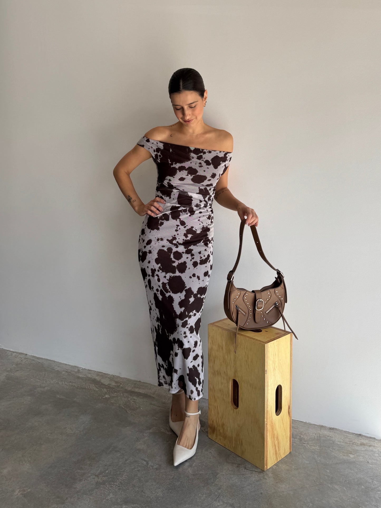 VESTIDO TULE ESTAMPA VACA - P