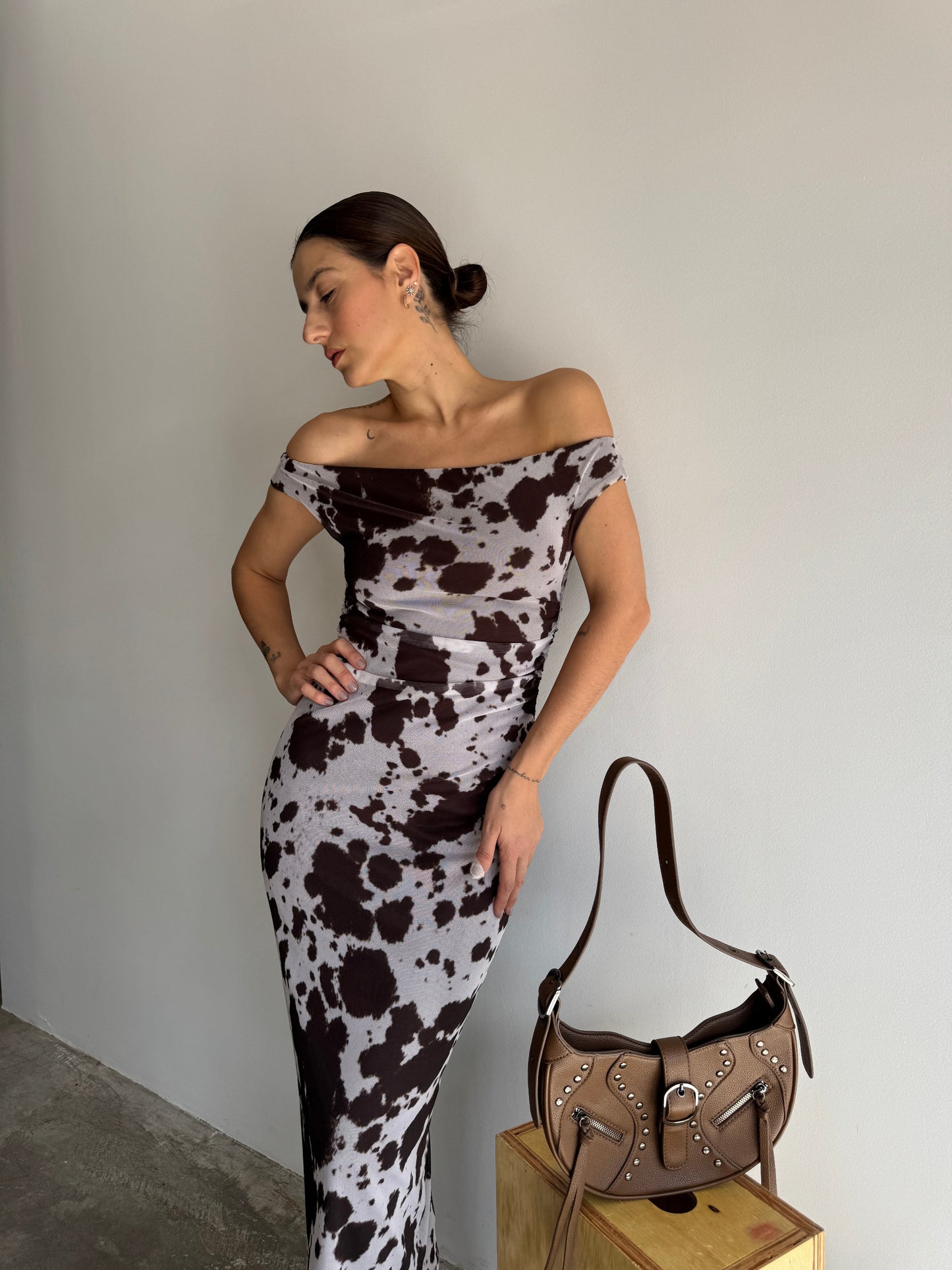 VESTIDO TULE ESTAMPA VACA - P
