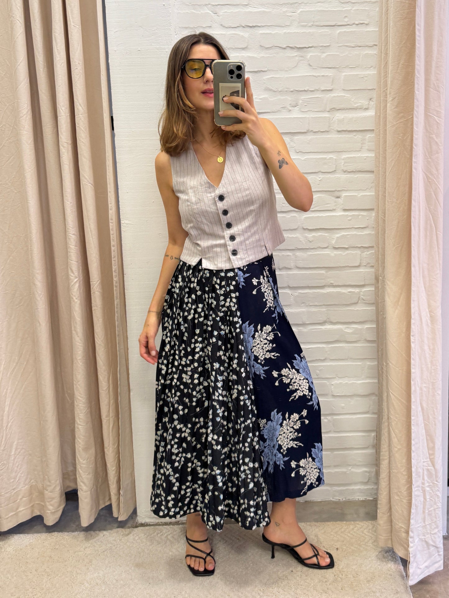 BERMUDA ESTAMPADA PRETO/MARINHO - P