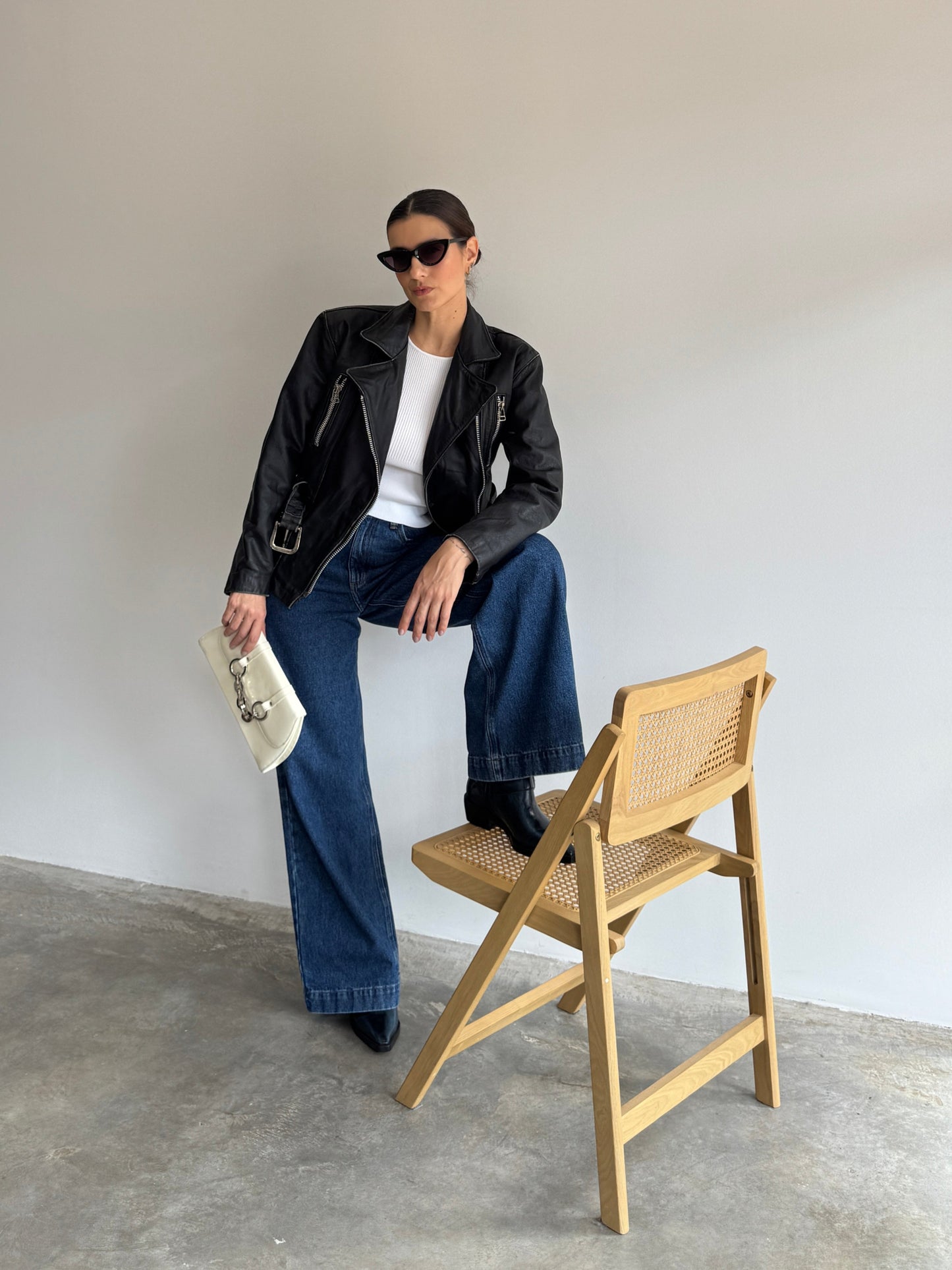 JAQUETA BIKER COURO PRETA - P