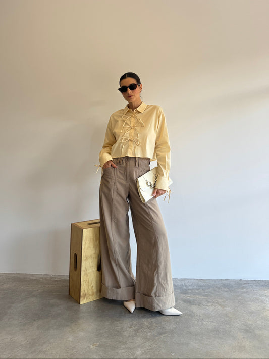 CALÇA PANTALONA BEGE OPEN - P