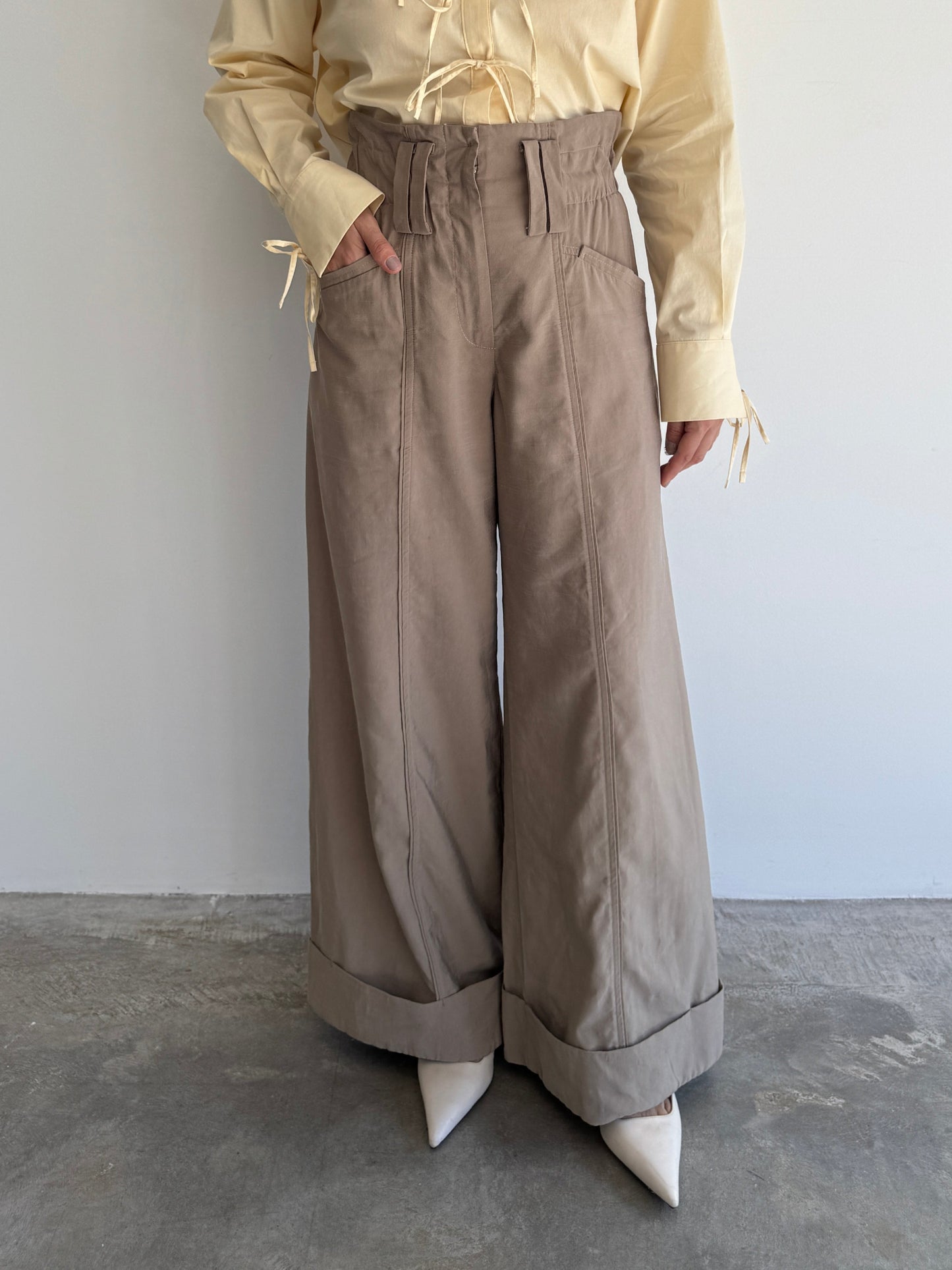 CALÇA PANTALONA BEGE OPEN - P
