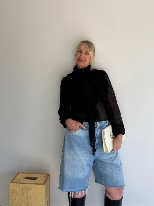 BLUSA BOHO PRETA ZARA - M