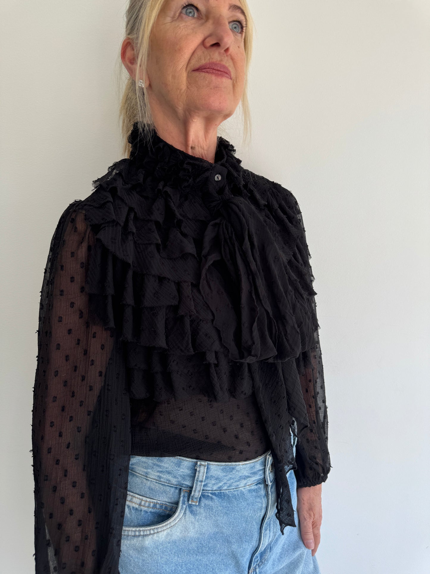 BLUSA BOHO PRETA ZARA - M