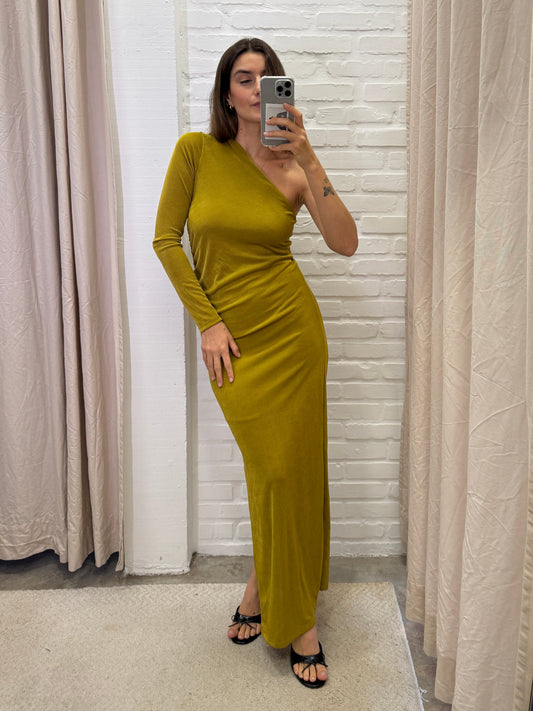 VESTIDO OMBRO MOSTARDA - M