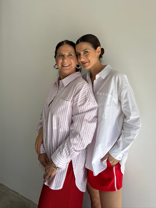 CAMISA BRANCA LISTRAS PINK - GG