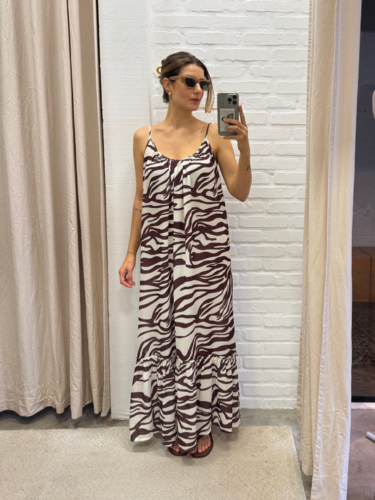 VESTIDO ZEBRA MARROM - M