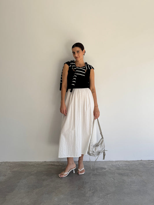VESTIDO GODÊ PRETO E BRANCO - P