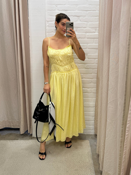 VESTIDO FLUIDO AMARELO ZARA - M