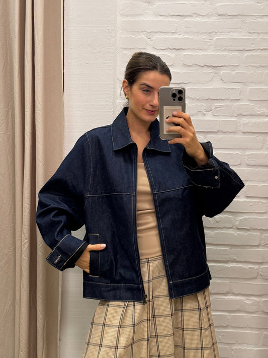 JAQUETA JEANS ESCURO ZARA - M