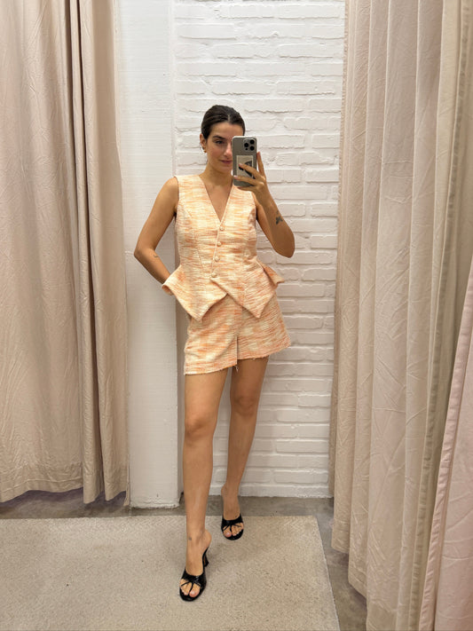 SHORT TWEED LARANJA - P