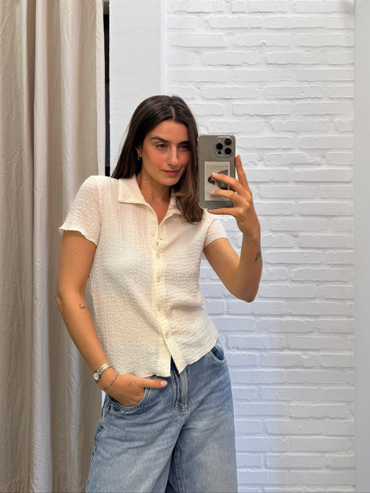 BLUSA MANGA CURTA CREME - P