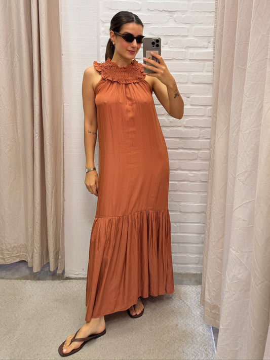 VESTIDO FLUIDO TELHA - P